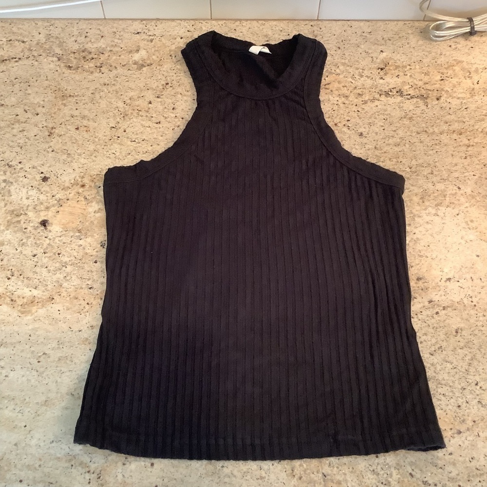 Free People Black Sleeveless Ribbed Top Size Small